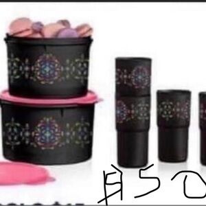 Tupperware Black and Pink Storage Set